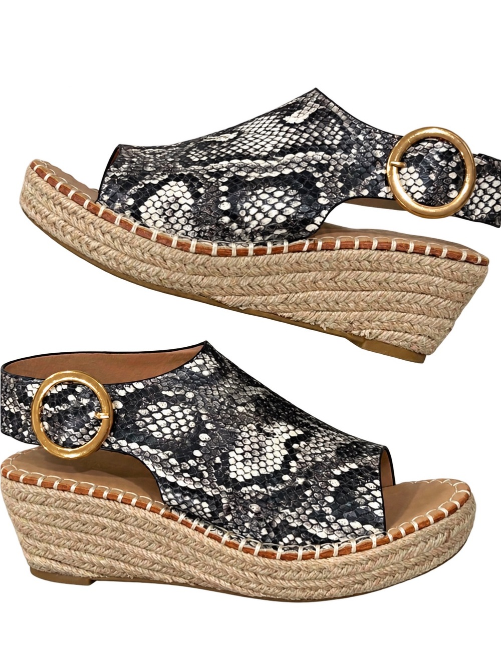 Catherine Malandrino Snake Print Espadrille Wedge Sandals Size 8
